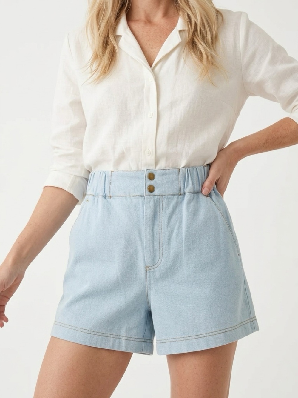 CROSBY | NEW Drake Light Blue High-Waist Denim Shorts Women’s Size XX-Small